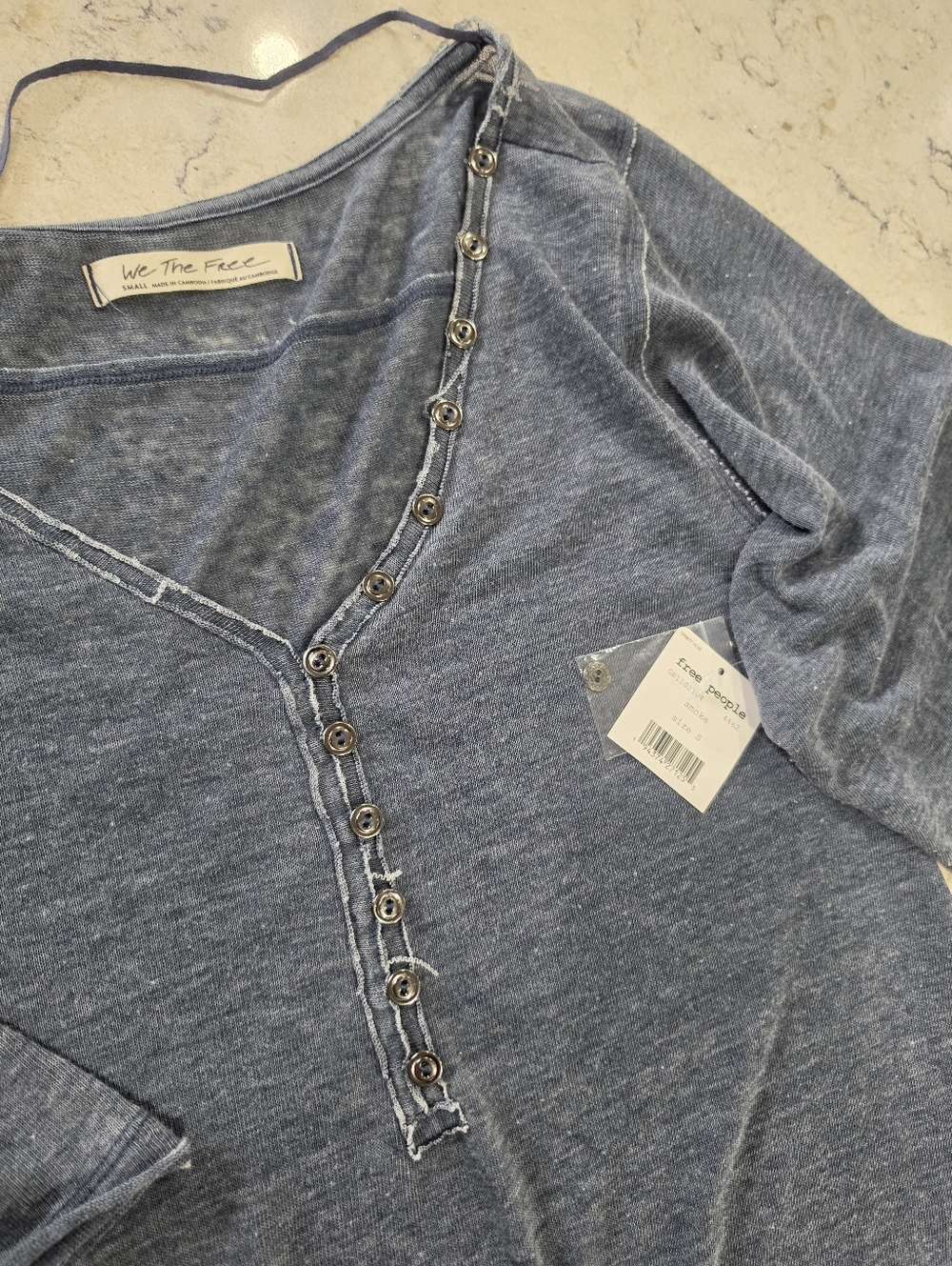 Free People OB1102104 Morgan Henley Top Smoke NWT